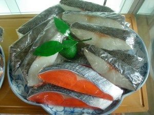 Plastic fish filets. Plastic fish filets.