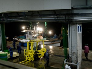 Fishing boats unloading at the auction